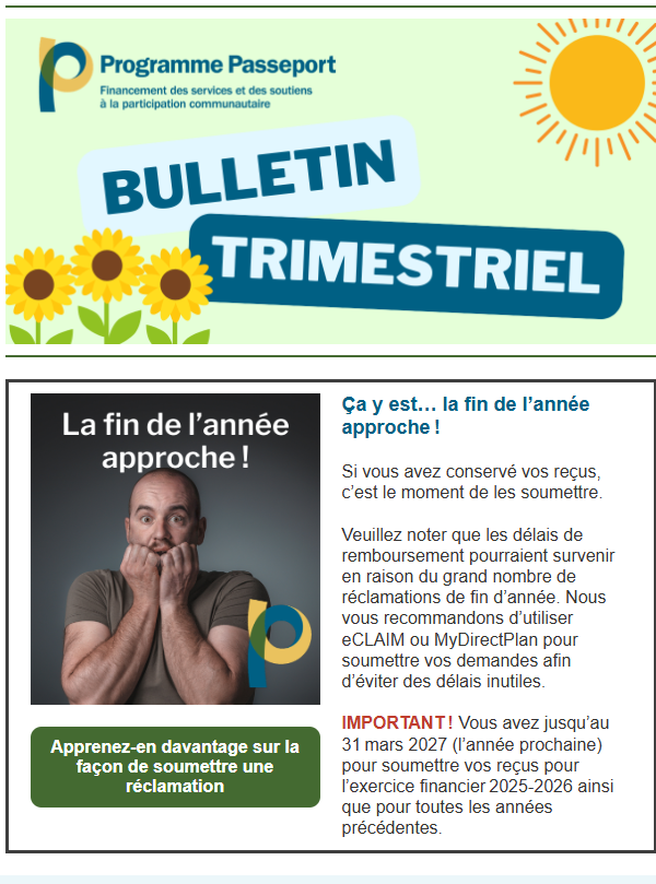 Bulletin d’information du programme Passeport - mars 2026